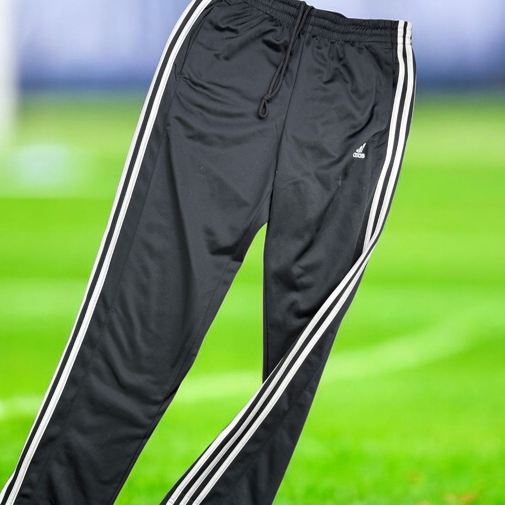 Adidas Pants Men M Black White Three Stripe Tiro Knit Track Lounge Sweatpants
